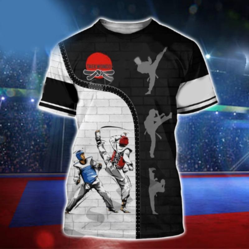 Sport Summer Men'S T-Shirt Wrestling Taekwondo Casual Sport O Collar Quick Dry Loose Short Sleeved Fashion Street Fitness Top