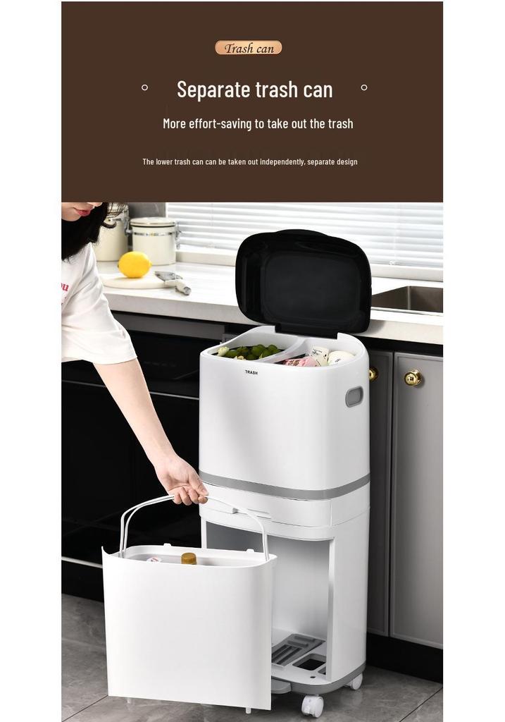 Premium Kitchen Trash Can with Lid, Pedal, and Waste Sorting