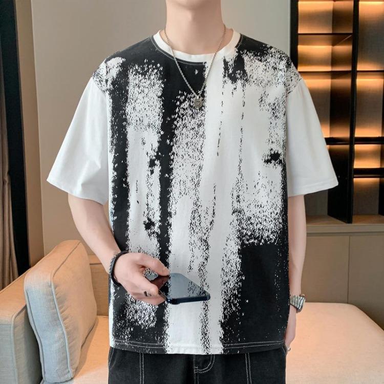 Fashionable Printed Loose Casual Mens T Shirt Short Sleeve Top