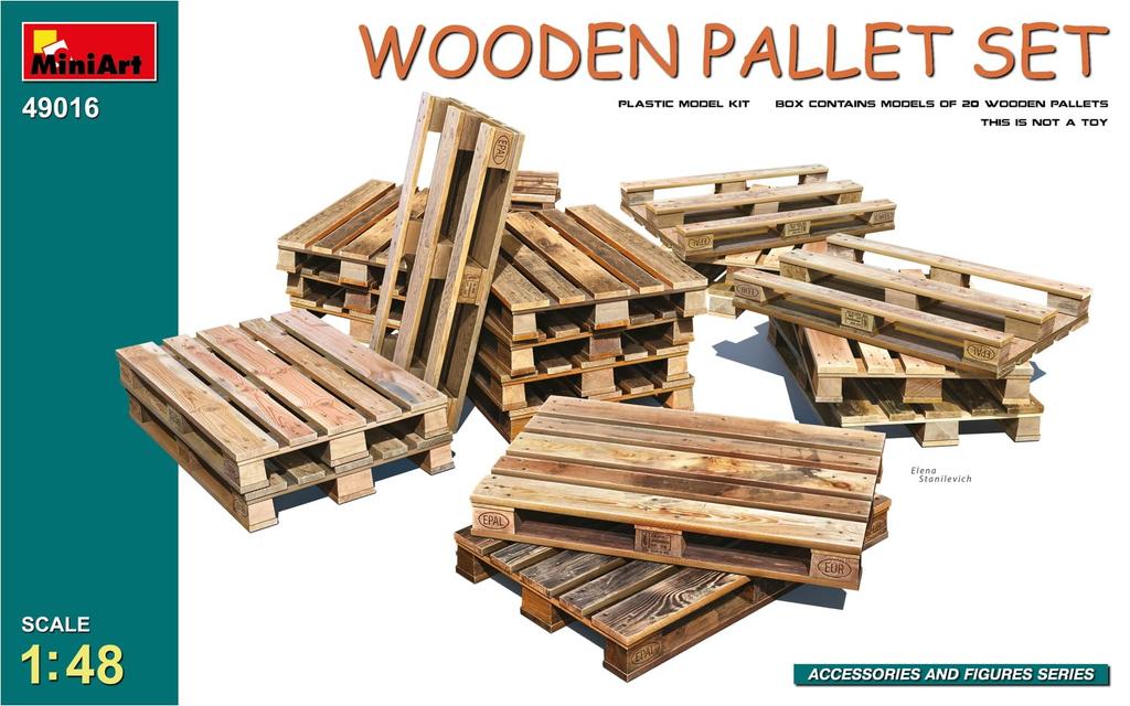Miniart Scale Wooden Pallet Set Plastic Model MA49016 1/48