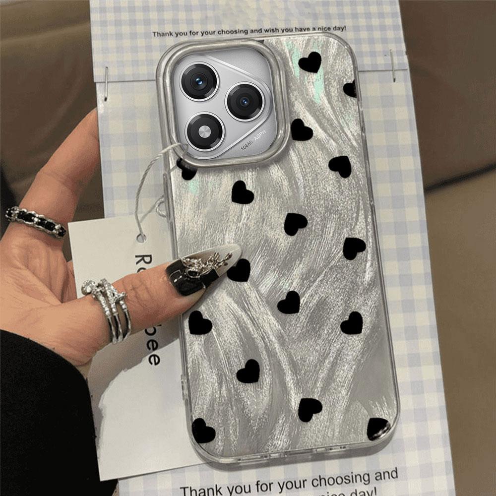 Black Full Screen Love Phone Cases Phone Case for Honor 400 200 Pro Magic 7 5 Lite X9a X9c X8a X8b Shell Silicone Back TPU Cover