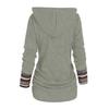 Women Ethnic Style Geometric Stripe Splicing Print Hooded Long Hoodie Sleeve Buttons Decor Mid-length Sweatshirt