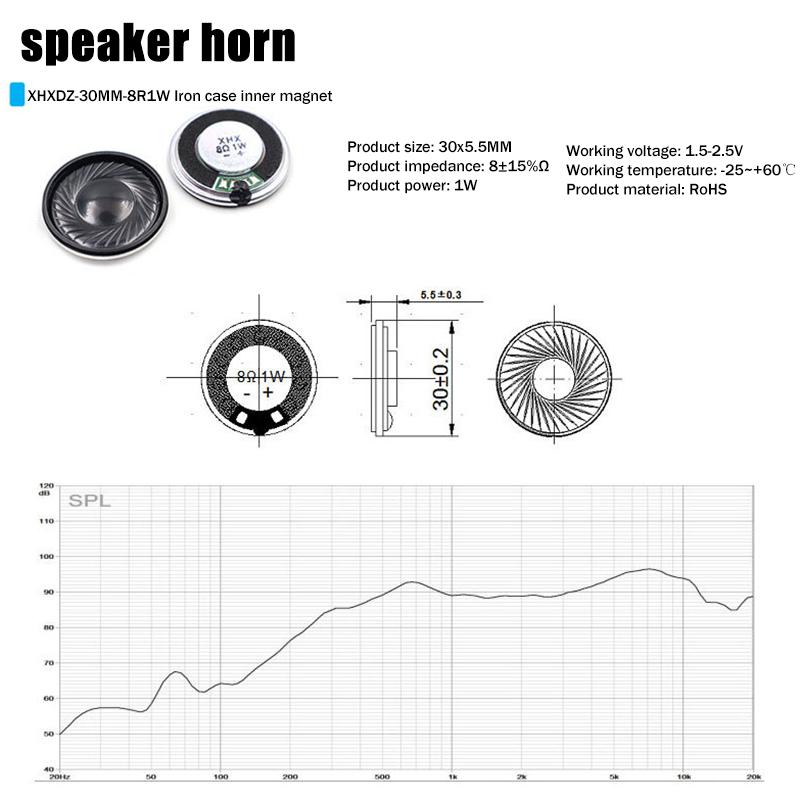 2Pcs 8Ohms 1W Diameter 30MM Ultra Thin Speaker With MX Wire 1.25 Terminal Voice Broadcast Speaker DIY Accessories