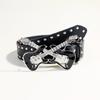 Unisex Gothicism Leather Belt Comfortable Elastic Waist Belt Stretchable Belt for Music Festivals