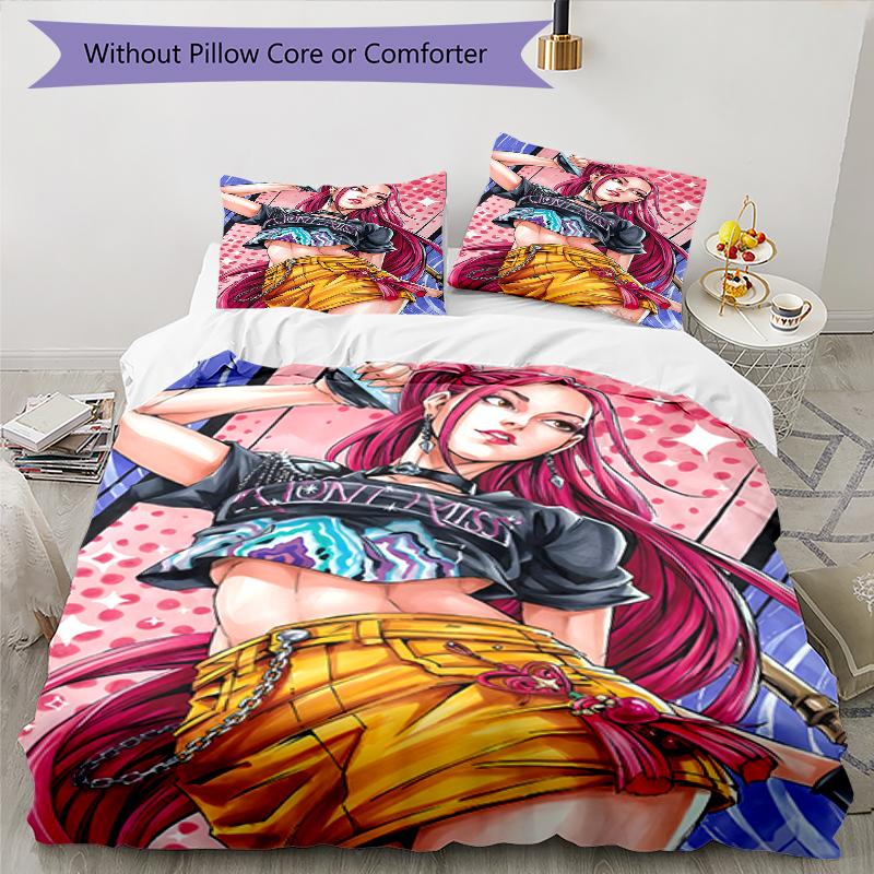 3pcs KPop Demon Hunters MIRA2 Design Cover Set - HD Printed Bedding with 1 Cover and 2 Pillowcases - Perfect for Home and Dorm Decor