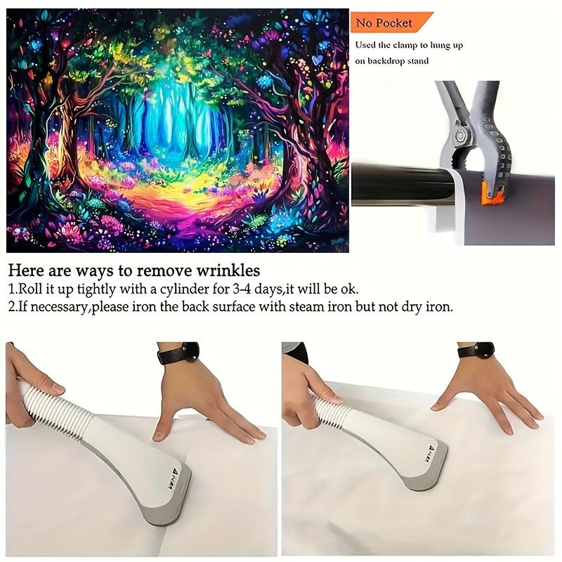 Magical Forest with Neon Background Cloth Psychedelic Plant Wall Hanging Bedroom Living Room Background