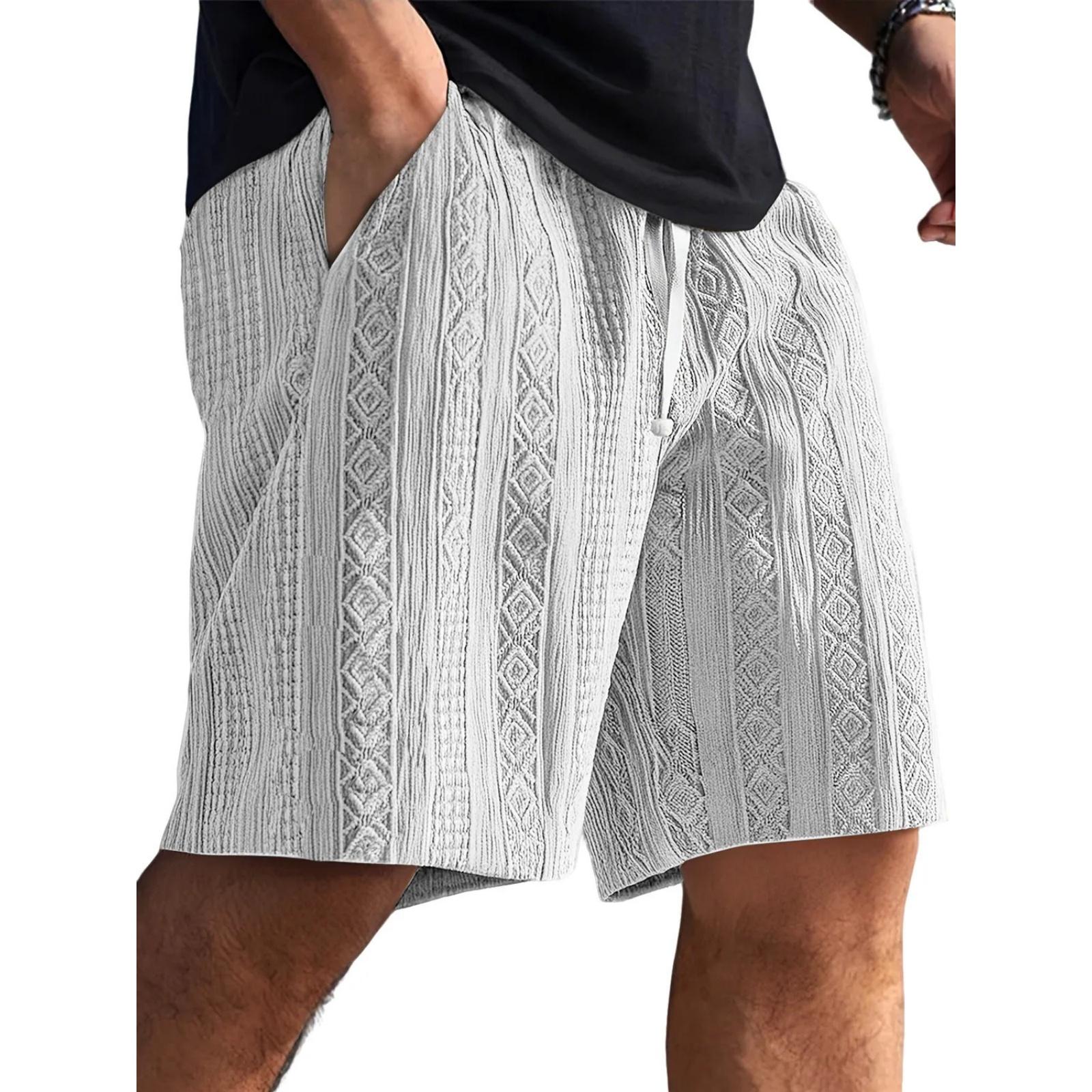 

Men s Casual Textured Loose Five-inch Length Shorts - Men s Comfortable Sports Breathable Shorts XL білий
