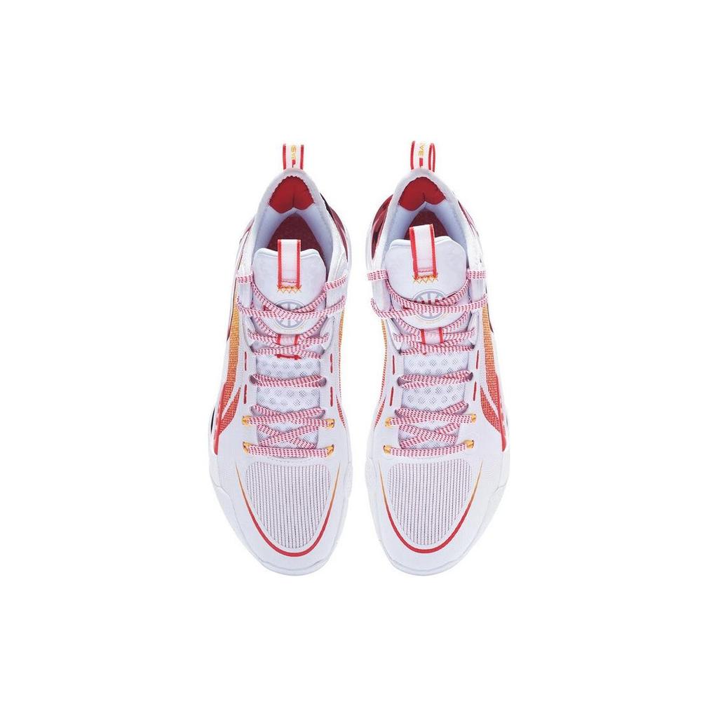 Li Ning SONIC Ultra Cushioning Slip Resistant Abrasion Resistant Mid Top Basketball Shoes Men's White Red ABAS145-9