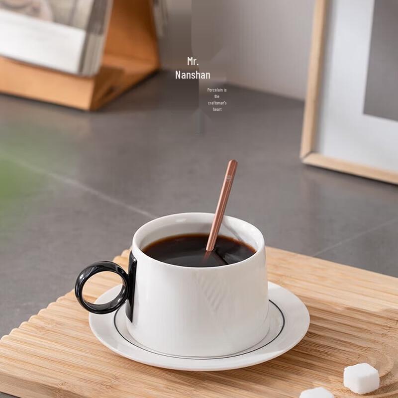 Ceramic Breakfast Coffee Mug with Saucer and Spoon