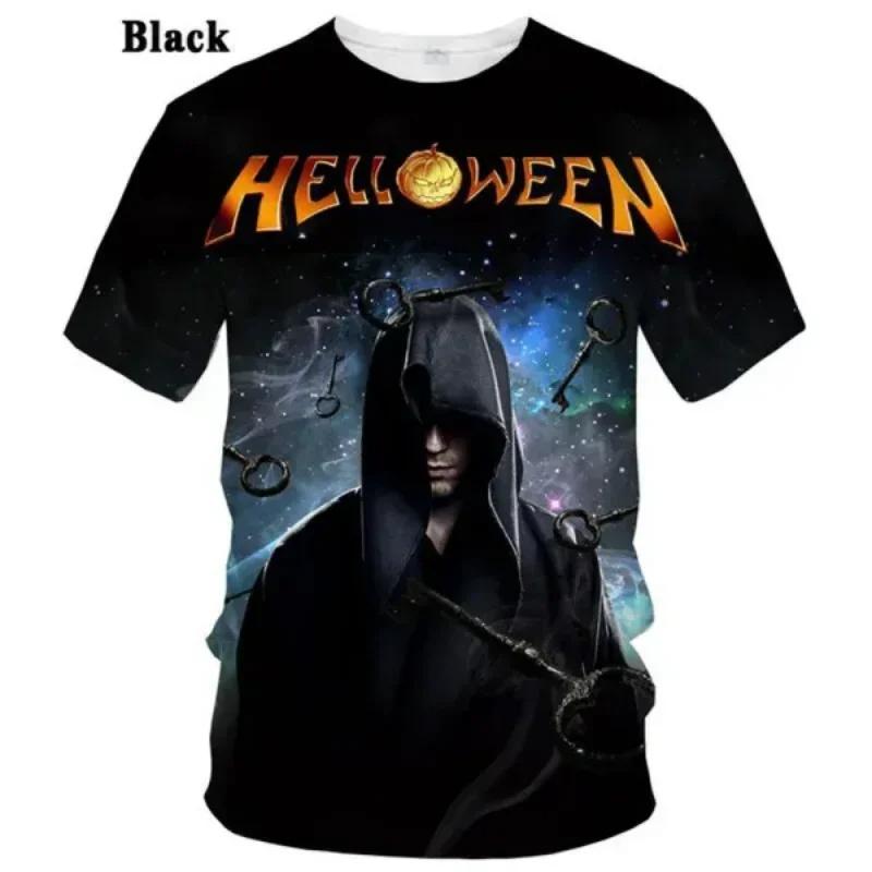 New Popular Rock Helloween Band Print T-Shirts 3D Men Women Fashion Oversized Short Sleeve Tee Shirt Summer Kid Y2k Top Clothing