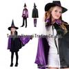 Halloween Witch & Magician Costume Set - Cape, Hat, Robe for Adults & Kids (Purple, Red, Orange)