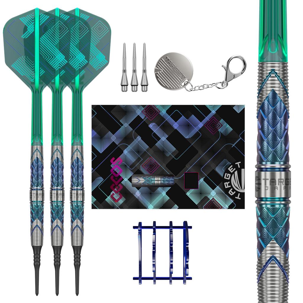 Target Japan KAZE SERIES CEROS Tungsten Soft Tip Dart Set 6 Shape Flights and 2BA Black Pixel Tip Series 90% K-Flex K-Flex No. Shafts, (Kaze Ceros)
