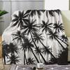 1Pc Black And White Coconut Palm Print Blanket, Polyester Fabric, Machine Washable, Suitable For Bedroom Living Room Decoration