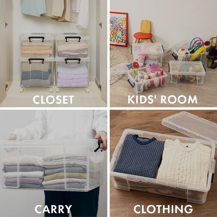 Tenma ROX 440L Durable Storage Box, Made in Japan, Disaster Preparedness, Clear Case, Container Box, Heavy-Duty Clothing Case, Plastic Case [30cm W x