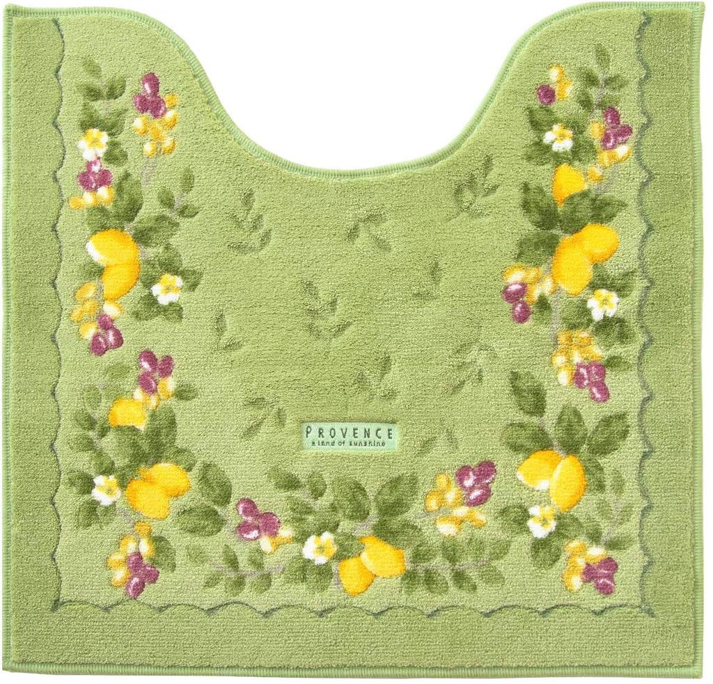 3-teiliges Toilettenmatten-Set (Grün, Hergestellt in Japan) - Enthält Toilettenmatte, Mehrzweck-Deckelbezug und Toilettenpapierhalter-Abdeckung (Oka Provence Grün) - Antibakteriell