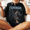 Feminism Dragon T Shirt Gothic Fantasy Castle Graphic Tee Feminist Empowerment Retro Vintage Acid Wash Aesthetic Unisex Tshirt