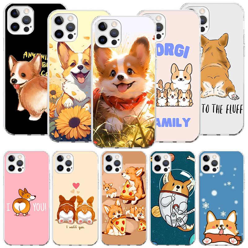 Cartoon Corgi Cute Dog Phone Case For iPhone 17 Air 16 15 Plus 11 14 Pro Max 13 Mini 12 7 8 + SE Pattern Art Customized Cover 17