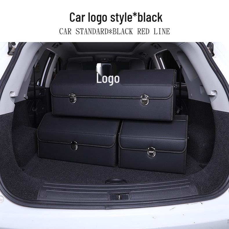 Leather Car Trunk Storage Box with Logo - Multifunctional Folding Organizer