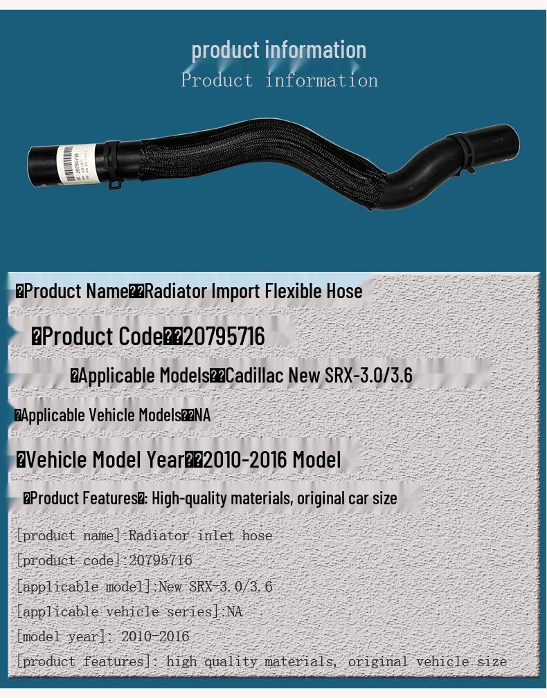 GM Cadillac SRX 3.0L/3.6L Radiator Hose - Inlet/Outlet
