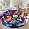 Tiger Round Office Rug Design for Dining Room Playrooms Kitchen Entryway Anti-slip Round Rug Decorate Offices Birthday Christmas Gift