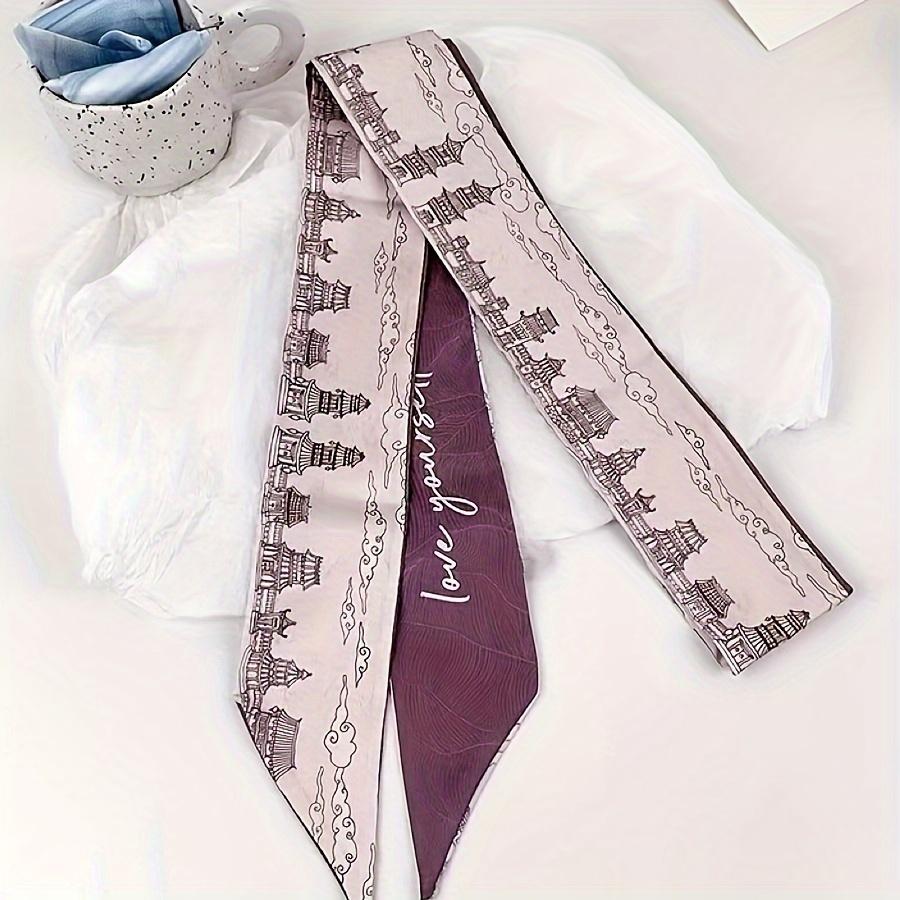 Classic Landscape Painting Combination Long Scarves with Gift Box, Versatile Ribbon Hair Ties for Bags and More