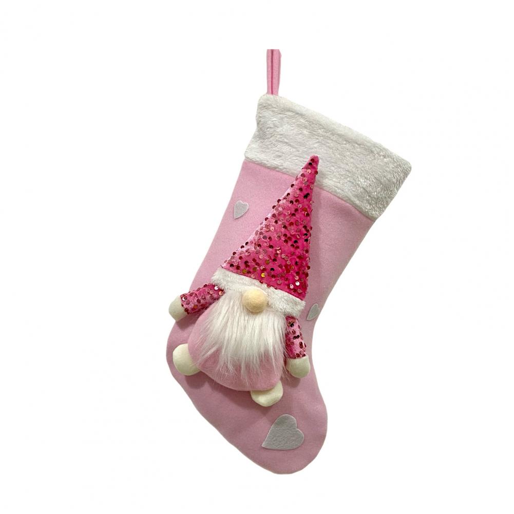 Christmas Stockings Set Festive Sock Decorations Sequined Santa Claus Christmas Stocking with Heart Decor for Xmas