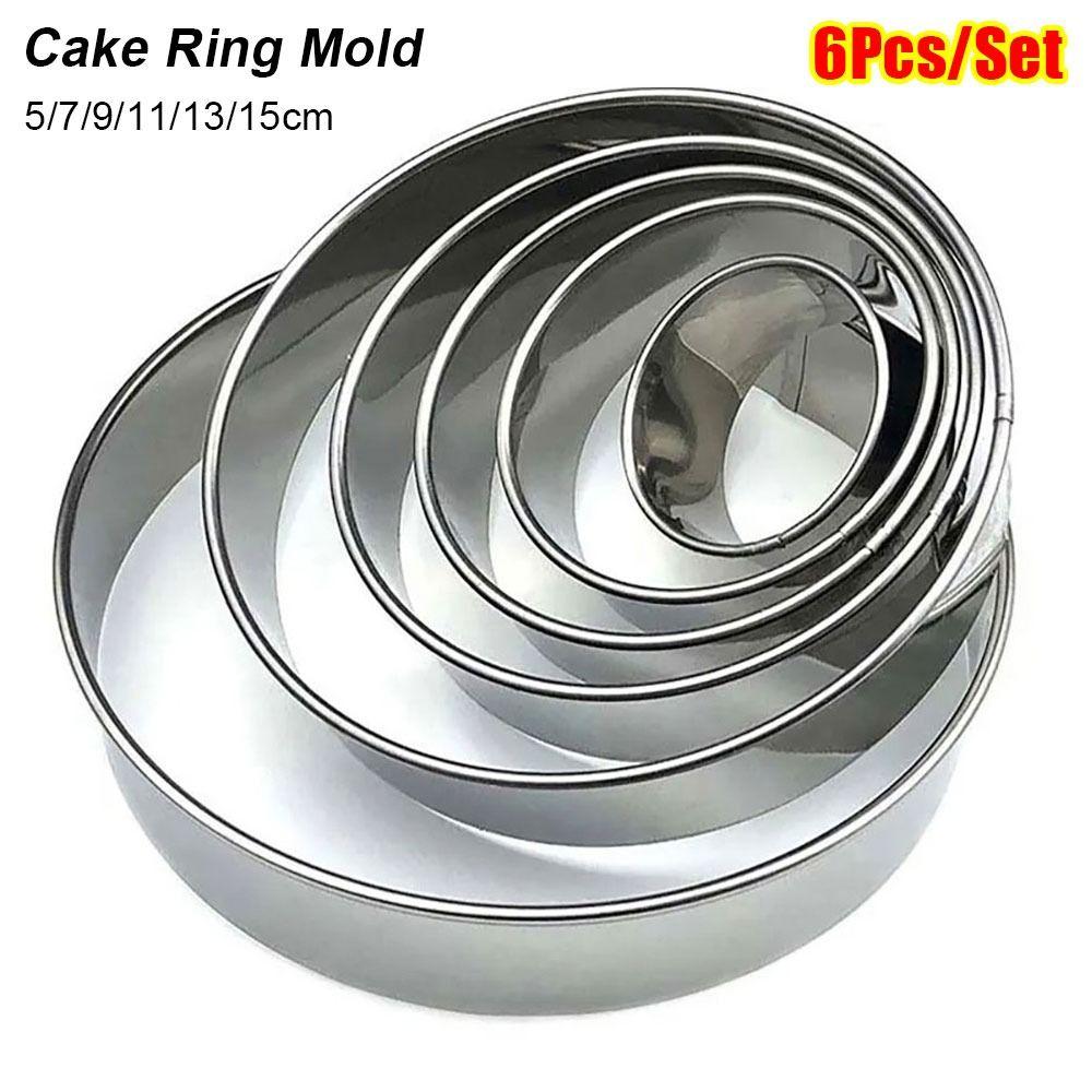 6Pcs/Set DIY Cake Ring Mold Stainless Steel Cookie Mousse Cuttur Durable Wedding Cake Tools