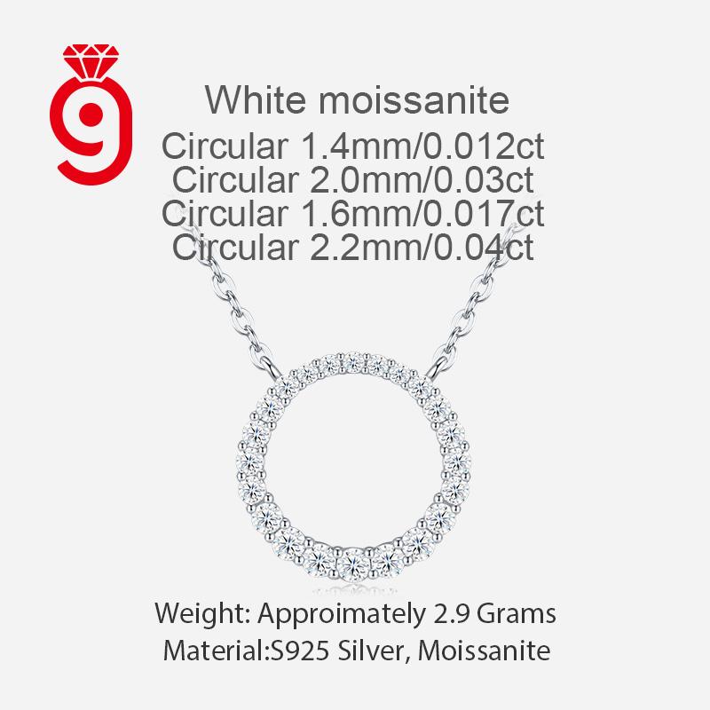 Minimalist Elegant Full Round Halo Hollow Circle S925 Silver VVS Round Brilliant Cut Dainty GRA Certified Moissanite Necklace