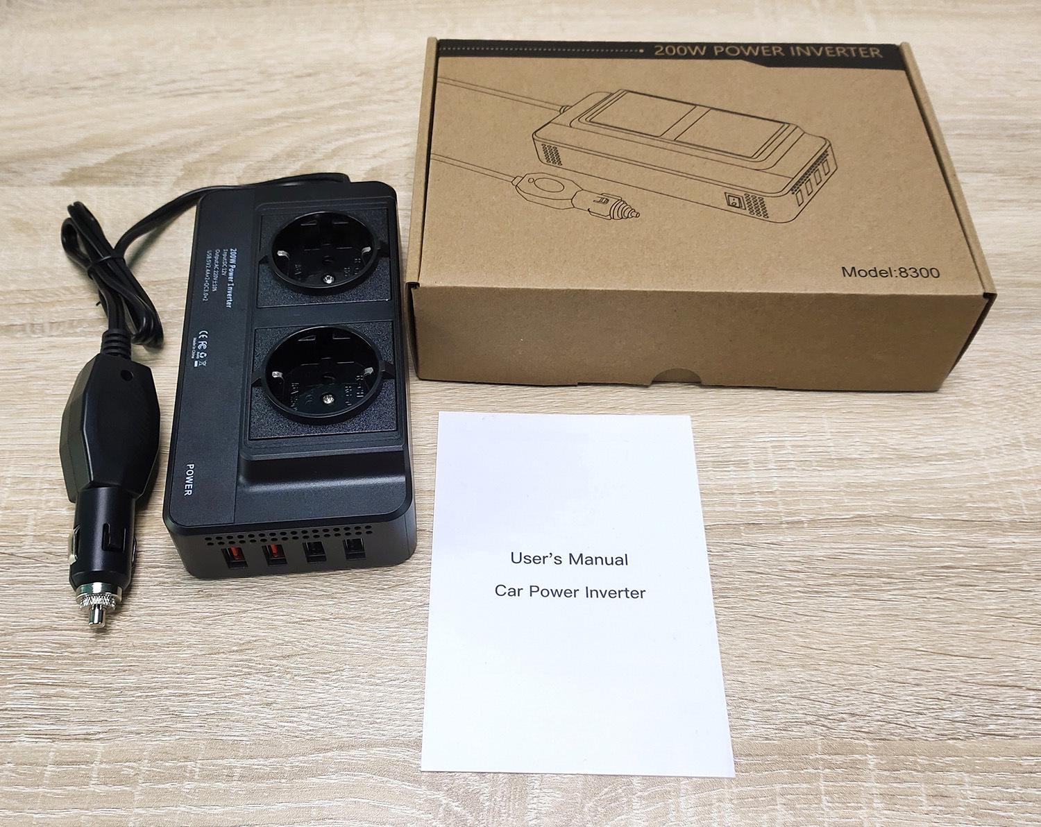 

Автомобильный инвертор мощностью 200 Вт 12 В с 2 розетками и 4 USB-портами для зарядки мобильных устройств European standard 220V