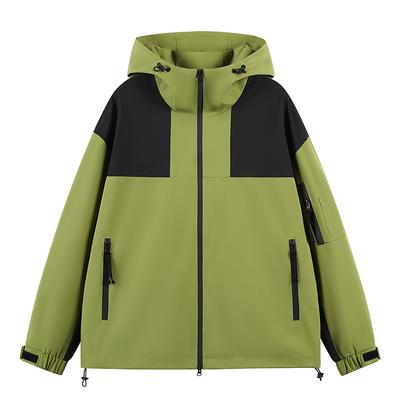 Spring Couple Single-layer Jacket Men's and Women's Same Hooded Cardigan Color Matching Jacket Outdoor Mountaineering Suit