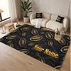 American Football Theme Soft Crystal Velvet Rug Custom Name & Text Print Non Slip Floor Rug for Bedroom Living Room