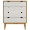 OTTA Drawer Cabinet Brown & White 76.5 X 39.5 X 90 Cm Solid Wood