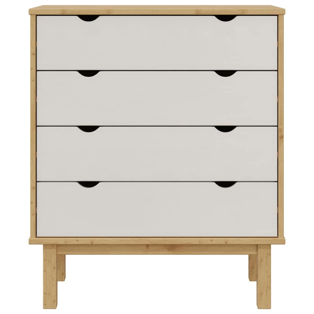 OTTA Drawer Cabinet Brown & White 76.5 X 39.5 X 90 Cm Solid Wood