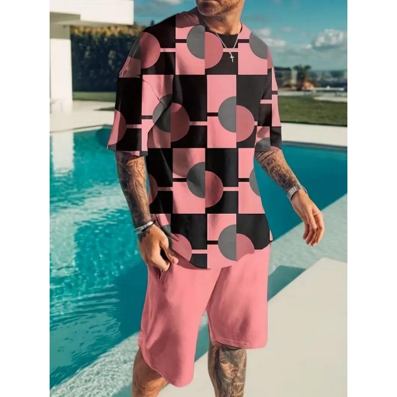 Men s Summer Short Sleeve Shorts Loose Casual Summer Homewear Set S