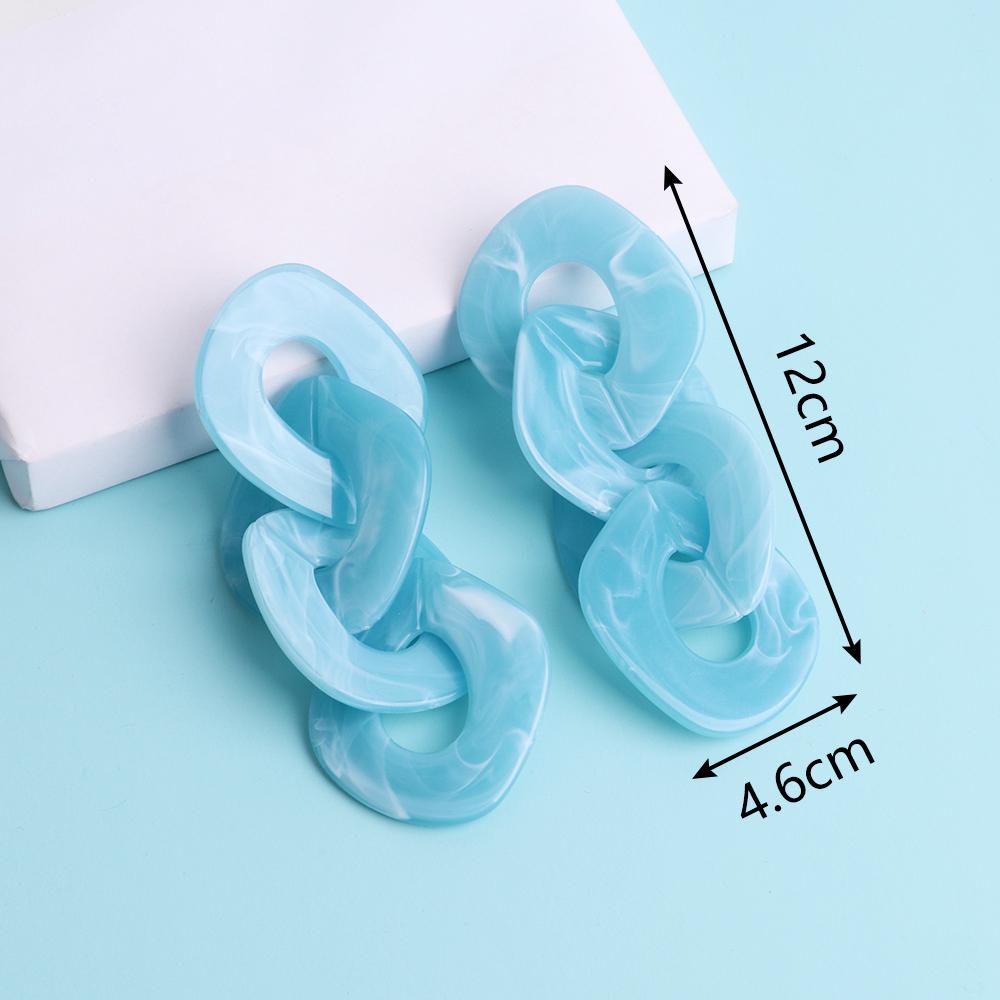 Statement Acrylic Long Link Chain Drop Earrings for Women Brincos Vintage Big Resin Geometric Dangle Earring Fashion Jewelry