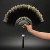 Lolita Feather Folding Fan Japanese Sweet Fairy Girl Dark Gothic Court Dance Hand Fan With Pendant Gift Wedding Party Decoration