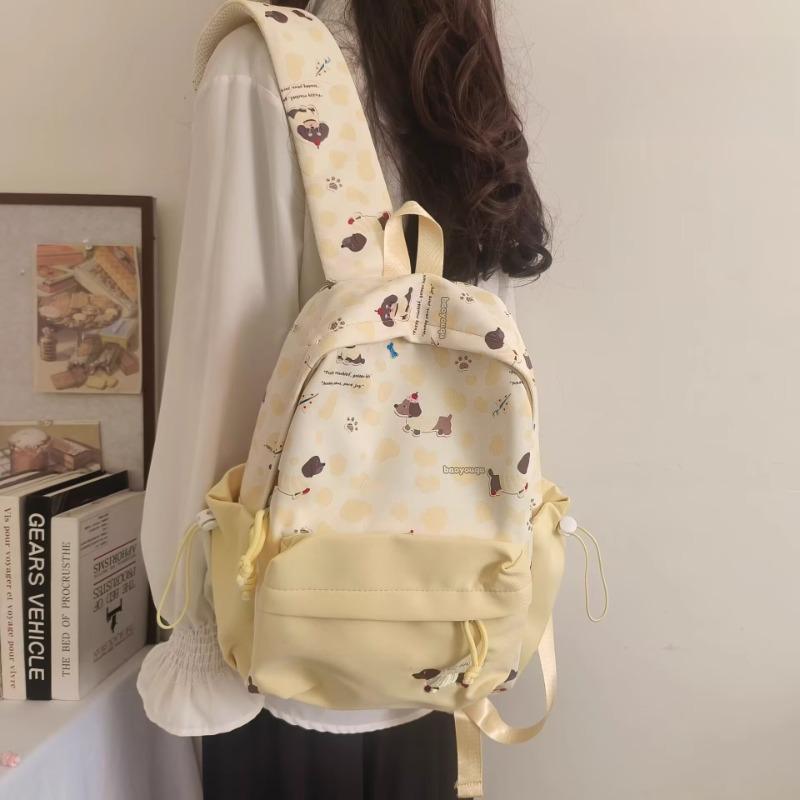 Schoolbag wholesale fashion new female college style cute print color matching backpack small middle school college student schoolbag women's backpack