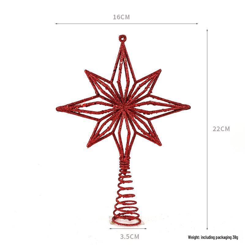 Goldglitzer 3D Stern Christbaumspitze Ornament - Hohl Achteckig Feder Dekoration