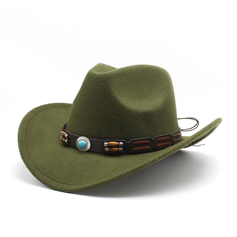 Woolen Hat Western Cowboy Hat Men'S And Women'S Couple Hat Curled Jewel Accessories