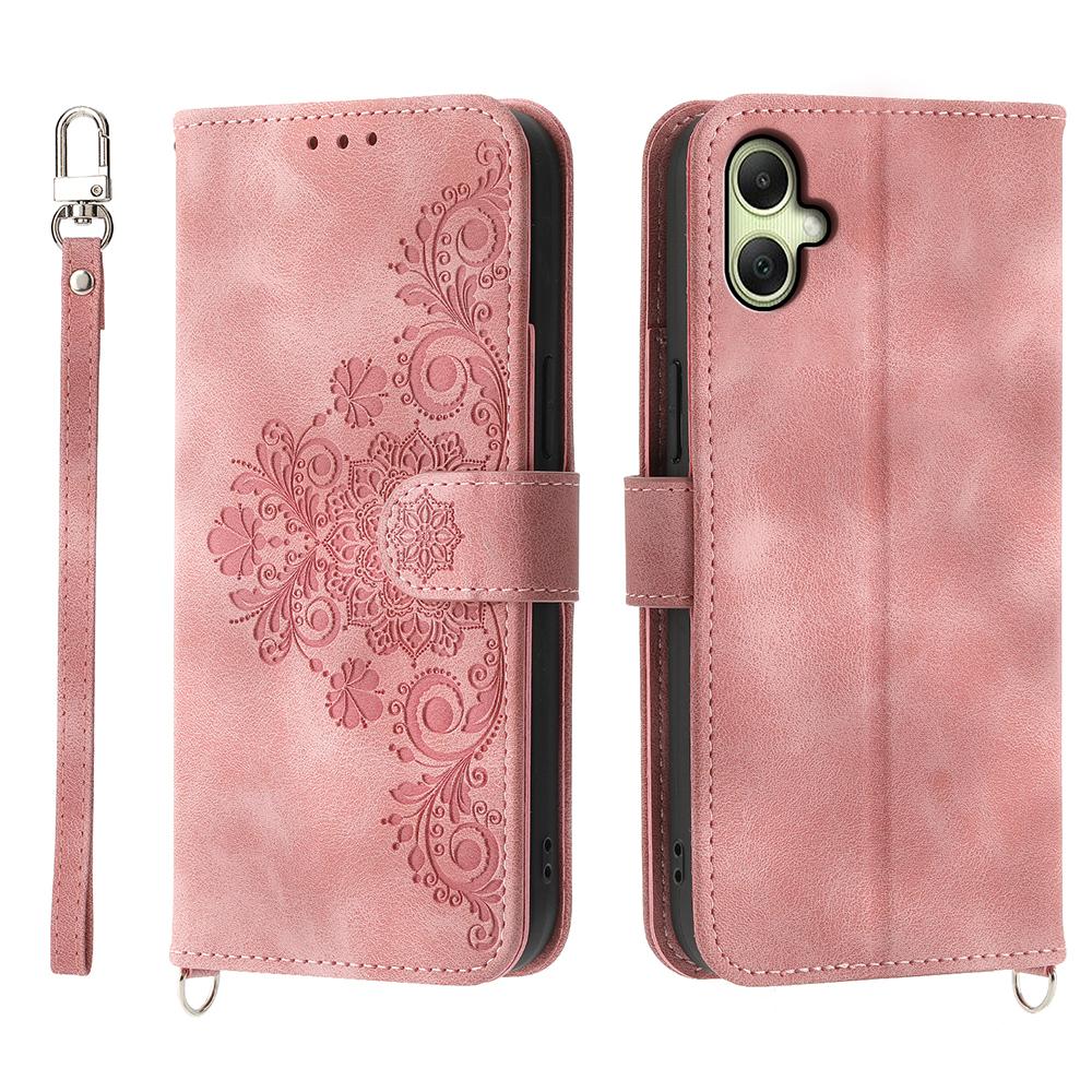 For Samsung Galaxy A07 4G Case Flower Pattern PU Leather Wallet Phone Cover with Strap
