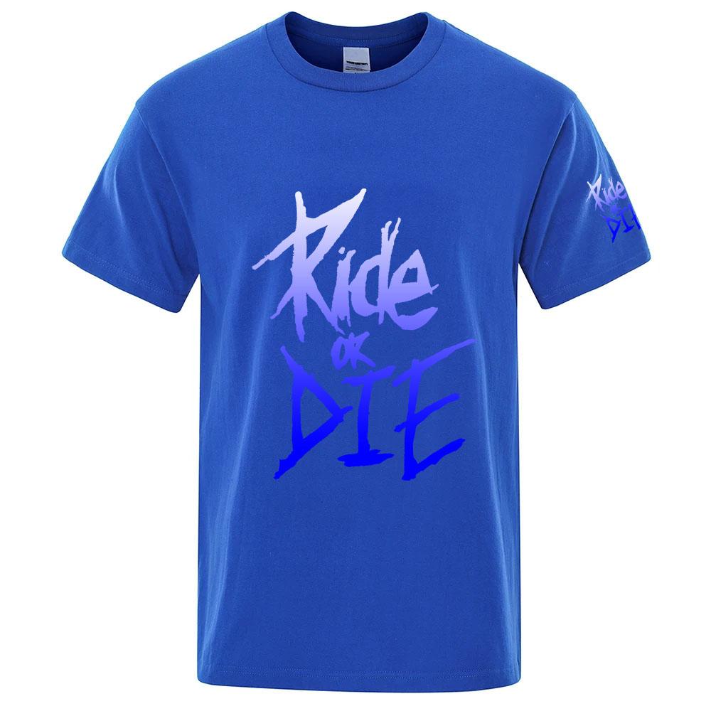 Ride or Die Bike Print 2026 Unisexs New Summer Brand Cotton High Quality Ordinary Short Sleeve TShirt Solid Color Casual Tops