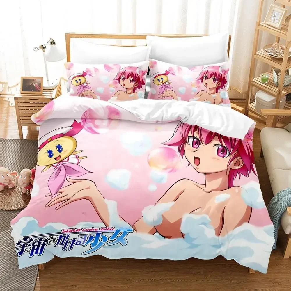 Kawaii Girl Sora Wo Kakeru Shoujo Bedding Collection Single Twin Full Queen King Size Bed Collection Adult Kid Bedroom Duvet Cover Collections Anime