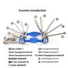 Multifunctional 11in1 Bicycle Repair Tool Kit Mountain Road Bike with Chain Cutter Arc Colorful Combination Screwdriver Wrench