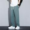 Summer new men's cotton and linen casual pants solid color large size loose and thin breathable straight pants men's pants