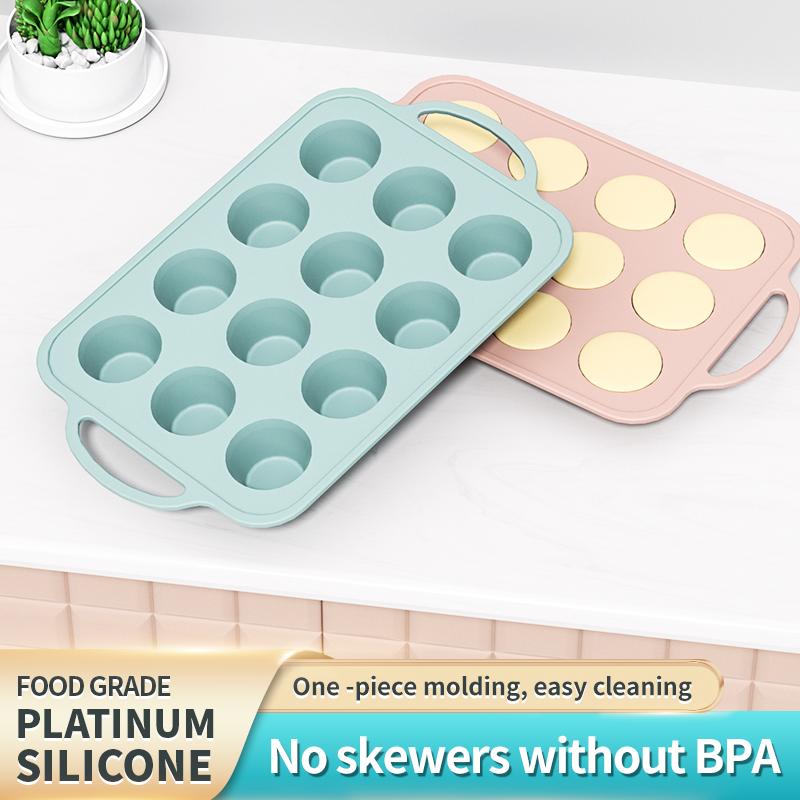 Silicone Muffin Pan with Metal Reinforced Frame Cupcake Pan Mold 12 Cups Muffin Tray Easy To Handle Nonstick BPA Free Baking Pan