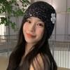 Hollow Beanie Hat Bowknot Woven Cap Retro Sequin Knitted Hat  Spicy Girls