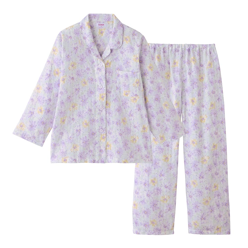 Gunze Long Sleeve Pants Elastic Sleeve and Leg Moisturizing and Double TP2115 Women's (with Holes), Antibacterial, Gauze,