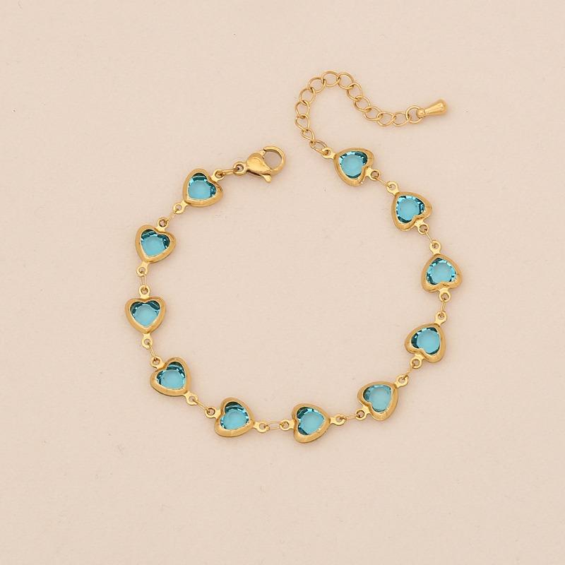 Gold Tone Multicolor Heart Crystal Bracelet Set – Dainty Colorful Romantic Jewelry for Women, Sweet Gift