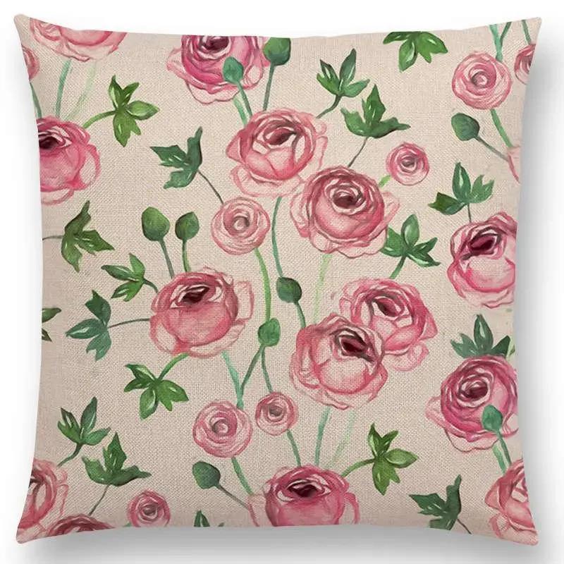 New Full Of Vitality Leaf  Flower Kingdom Beautiful Floral Painting Retro Gorgeous Cushion Cover Sofa Throw Pillow Case