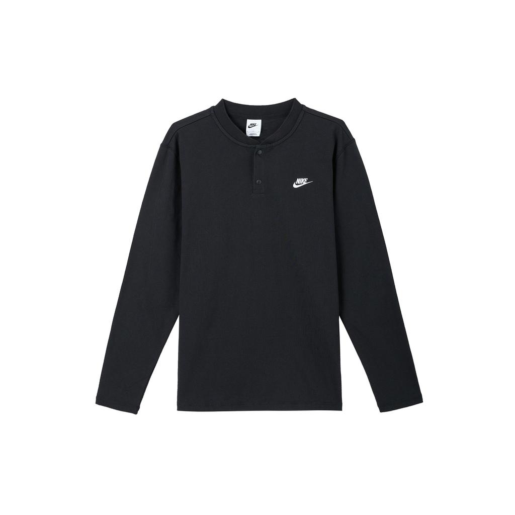 Nike Club Printed Loose Fit Long Sleeve Polo Shirt Men tops Black White FZ6631-010